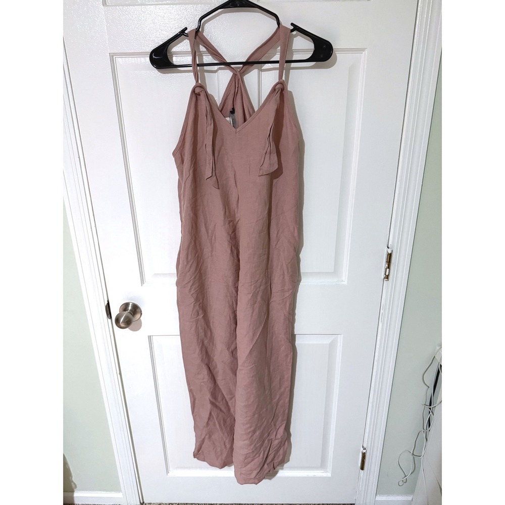 HATCH Women Dusty Rose Linen Blend Wide Leg Maternity Jumpsuit